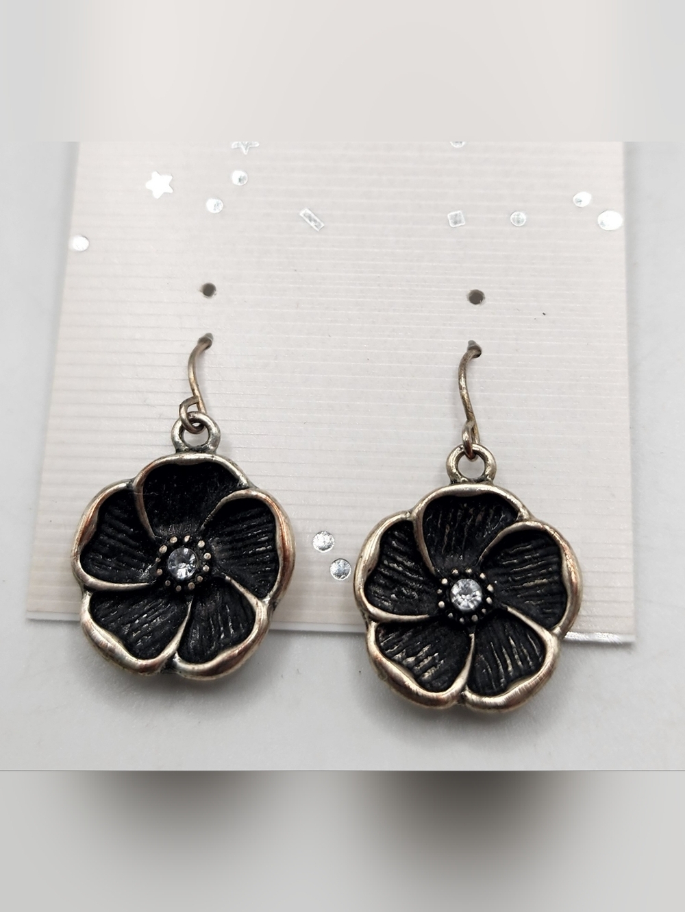 Pair of Silver Flower Dangle Earrings